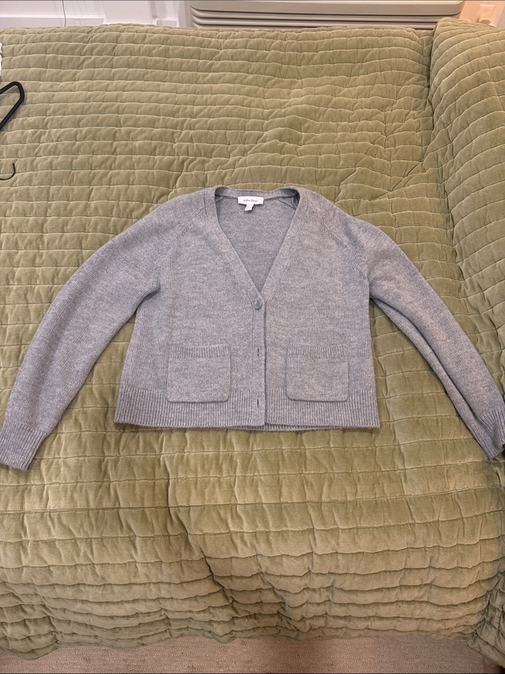 & Other Stories Light Gray V-Neck Button Pocket Cardigan